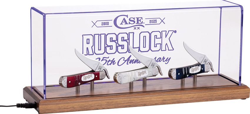 Case XX RussLock 25th Anniversary Limited Collector Set – 3 RussLock Knives with Illuminated Walnut Display Case (CA5022)